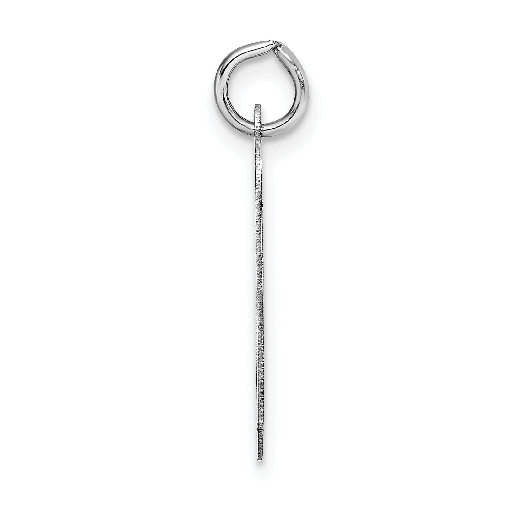 14K White Gold Large Size Fancy Script Letter O Initial Charm Pendant