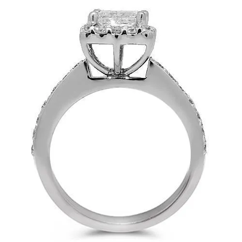 14k White Gold Princess Diamond Bridal Ring Set Clarity Enhanced 1.68 Ctw