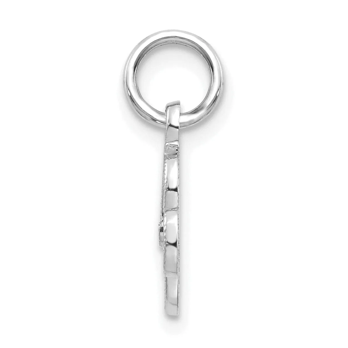 14K White Gold Small Size Casted Script Design Letter R Initial Charm Pendant