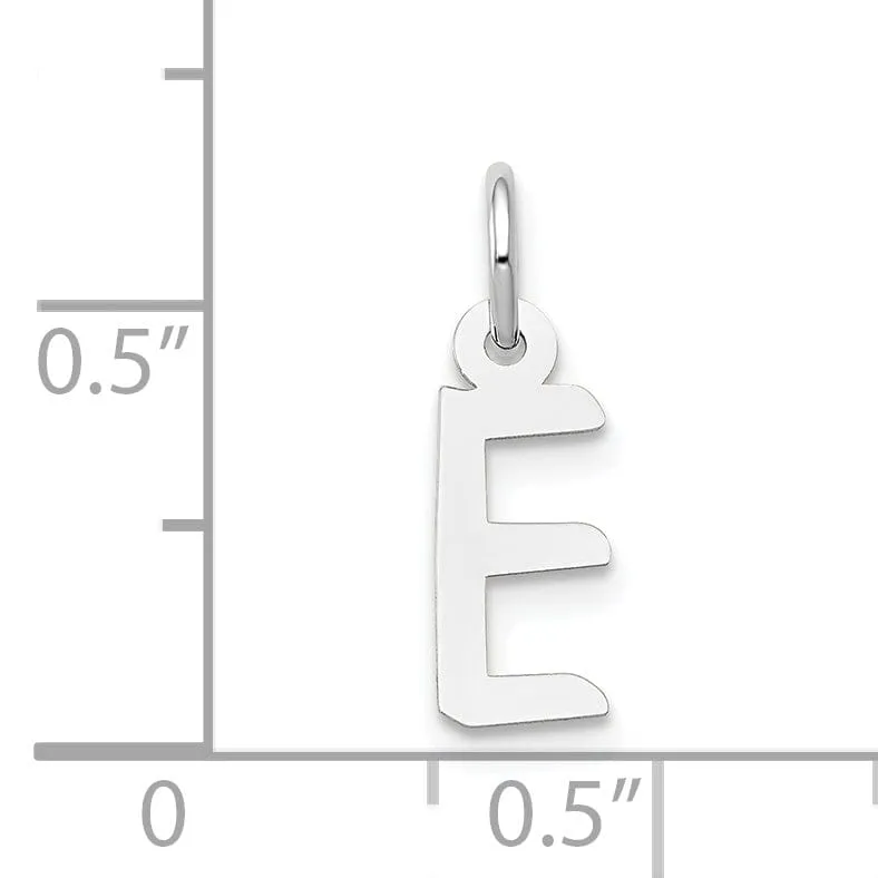 14k White Gold Small Slanted Block Letter E Initial Pendant