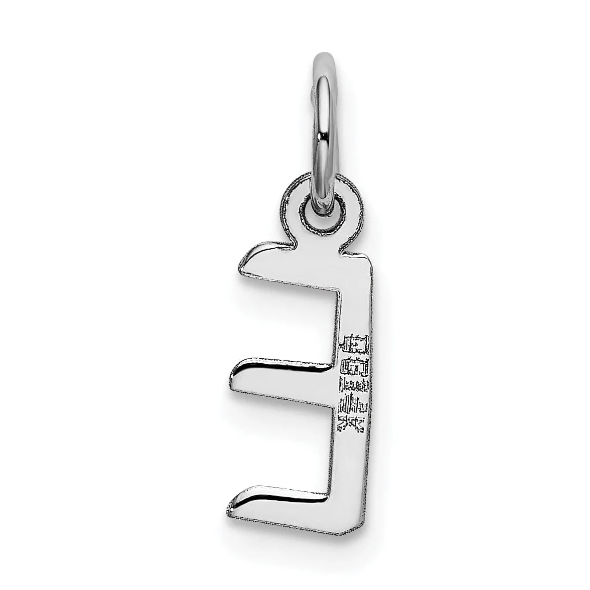 14k White Gold Small Slanted Block Letter E Initial Pendant
