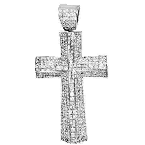14K White Solid Gold Mens Diamond Cross Pendant 9.79 Ctw