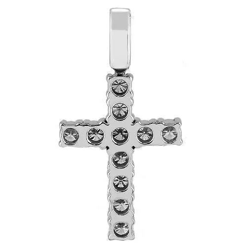 14K White Solid Gold Unisex Clarity Enhanced Diamond Cross Pendant 2.30 Ctw
