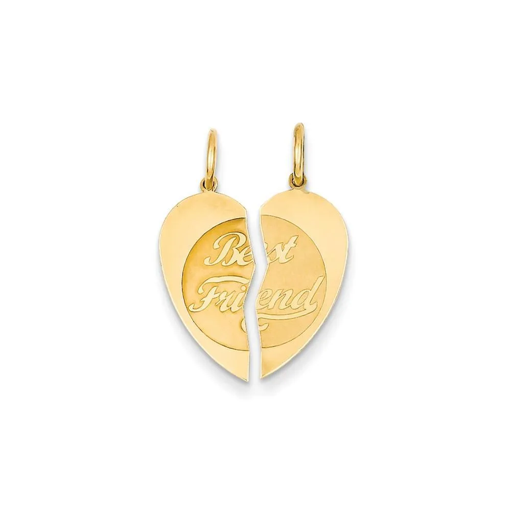 14k Yellow Gold 2pc Best Friend Charm Pendant
