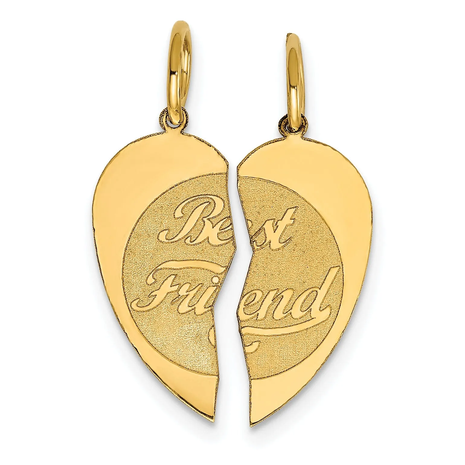 14k Yellow Gold 2pc Best Friend Charm Pendant