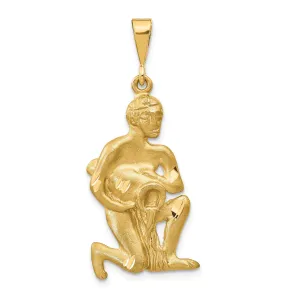 14k Yellow Gold Aquarius Zodiac Charm Pendant