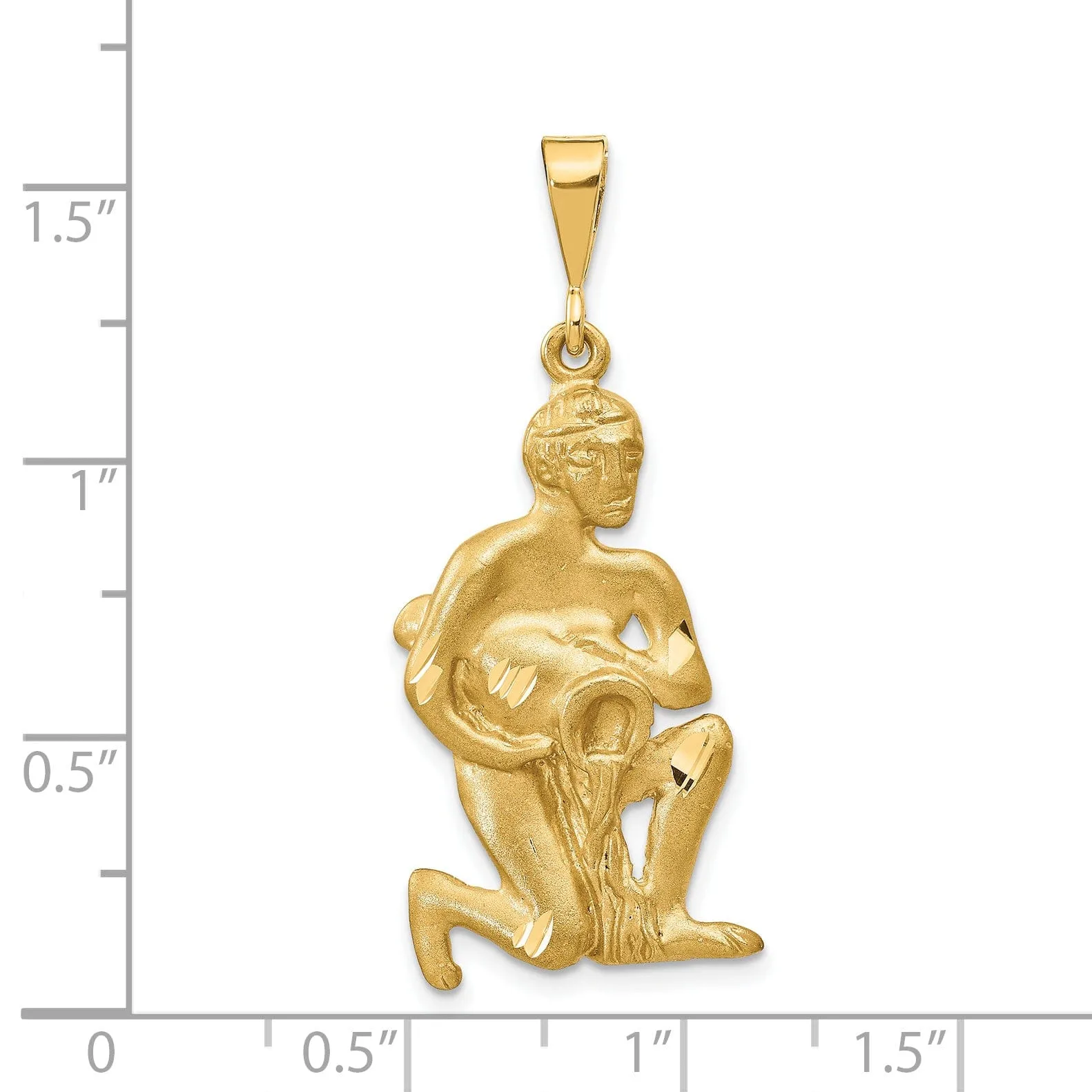 14k Yellow Gold Aquarius Zodiac Charm Pendant
