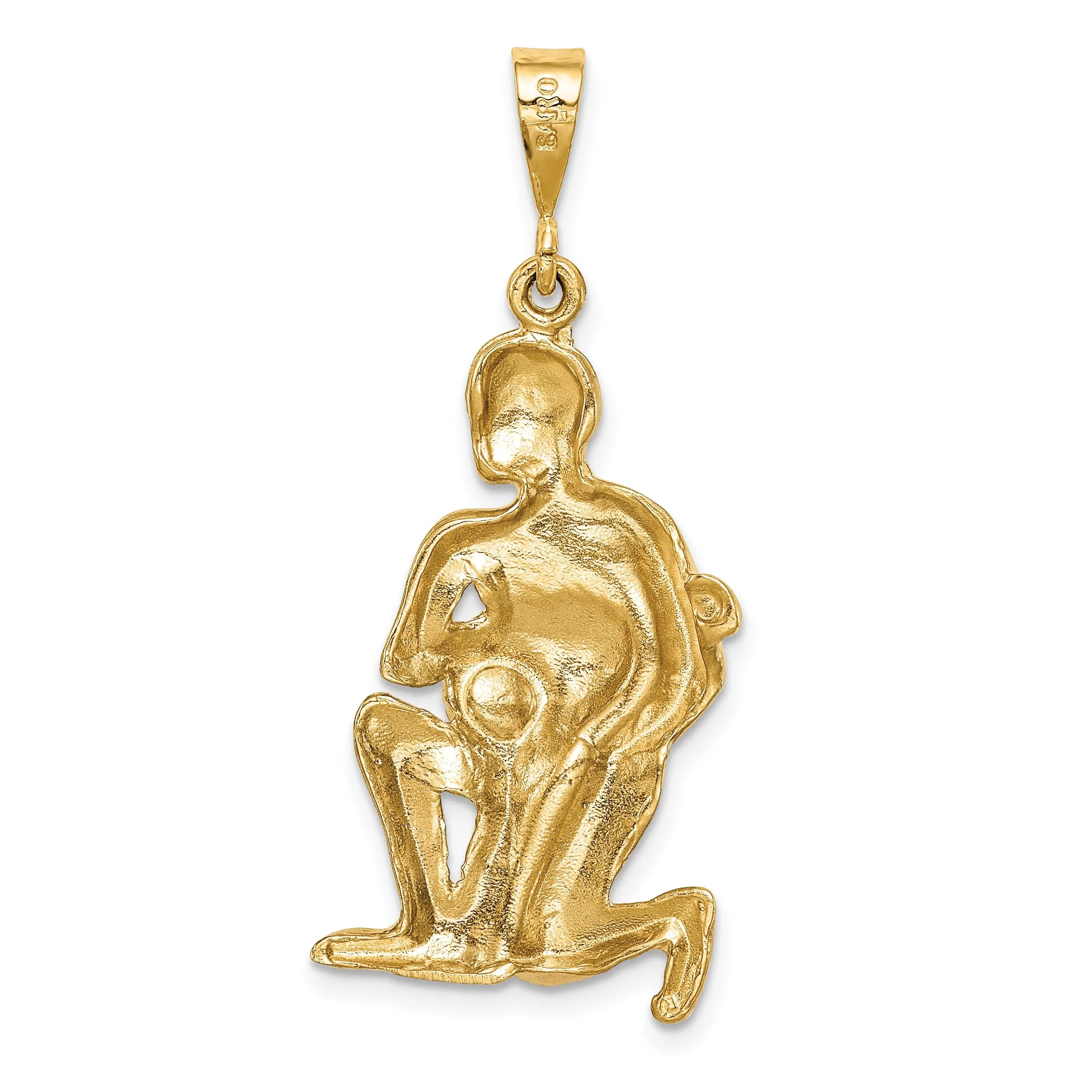 14k Yellow Gold Aquarius Zodiac Charm Pendant