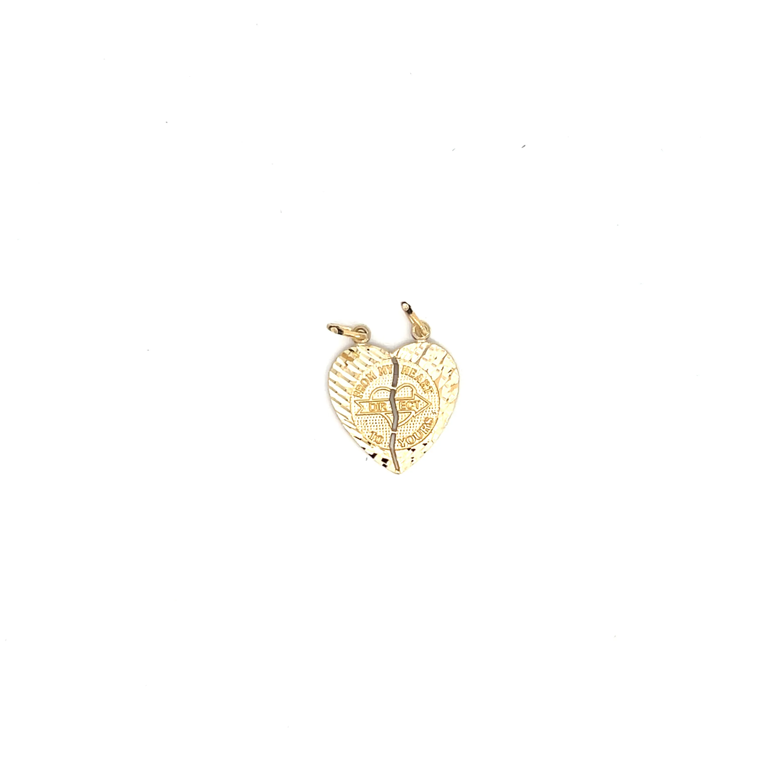 14k Yellow Gold Break-Apart Diamond Cut Heart Charm