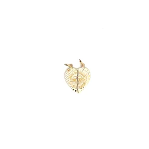 14k Yellow Gold Break-Apart Diamond Cut Heart Charm
