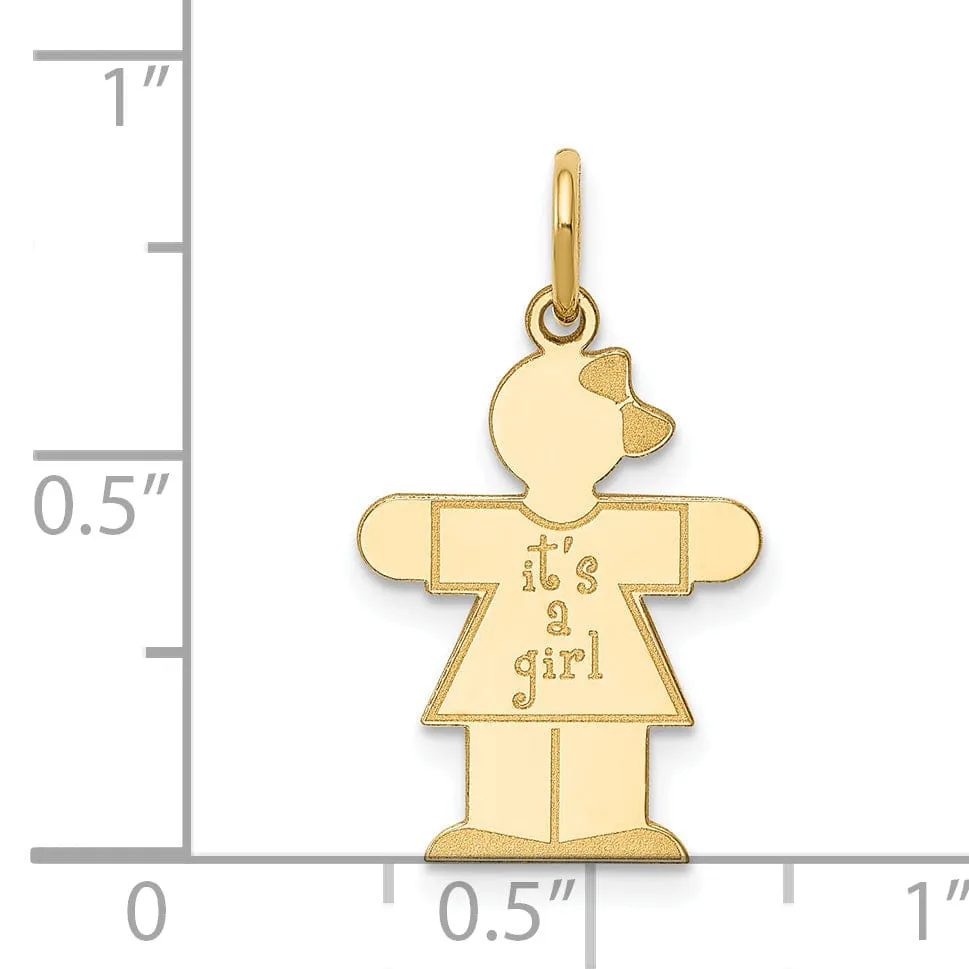 14k Yellow Gold It's a Girl Hugs Charm