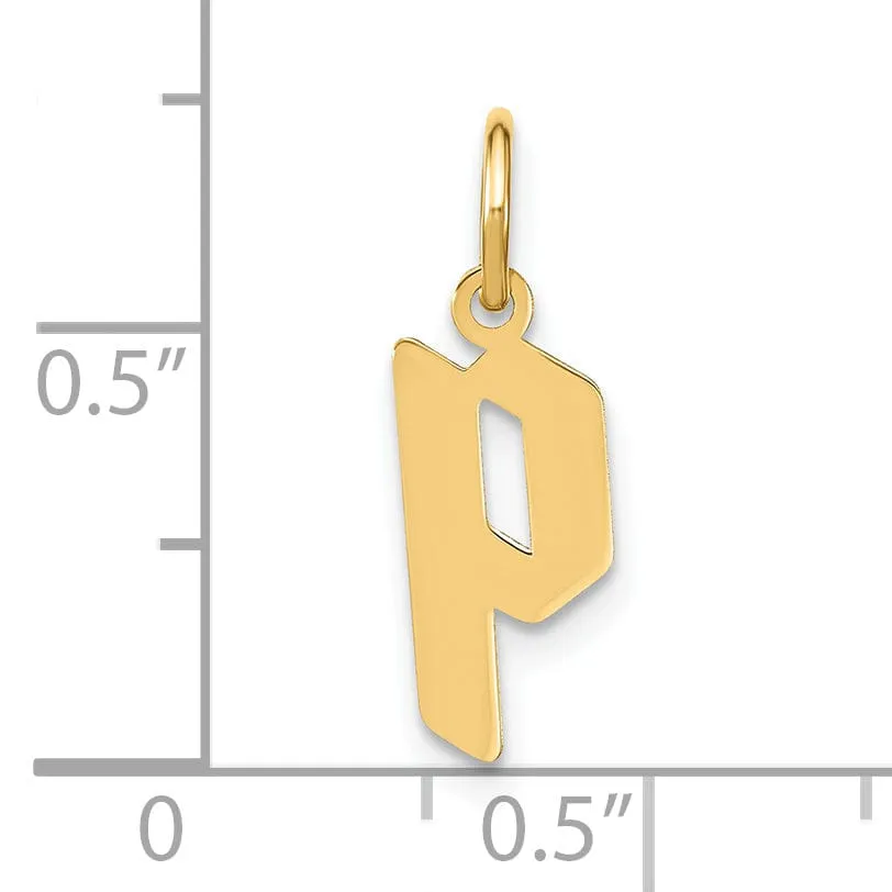 14K Yellow Gold Lower Case Letter P Initial Charm Pendant