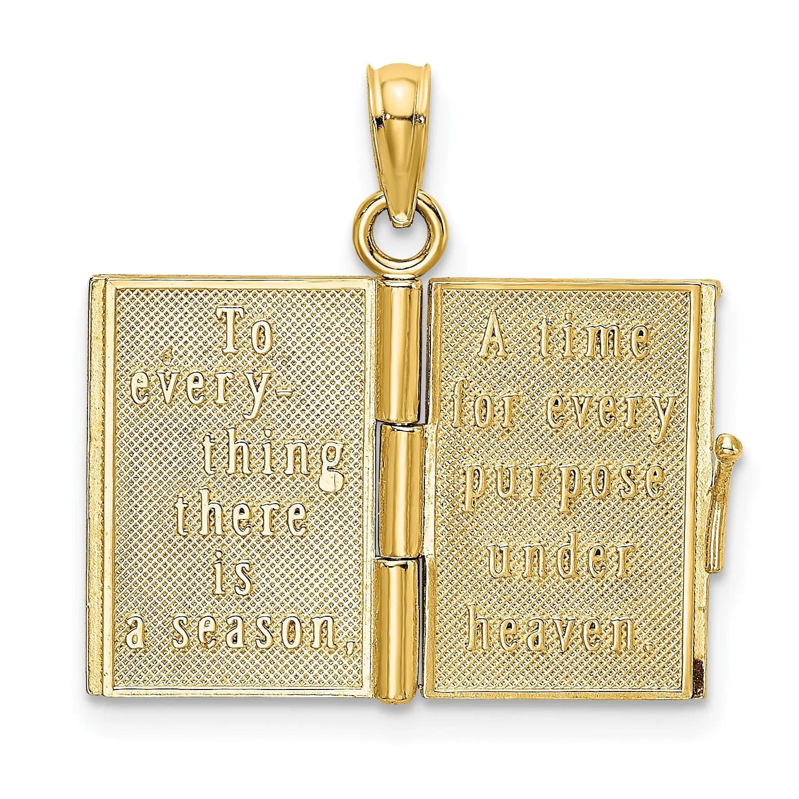 14K Yellow Gold Moveable Pages 3-D Ecclesiastes Book Bible Pendant