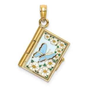 14K Yellow Gold Moveable Pages 3-D Ecclesiastes Book Bible Pendant