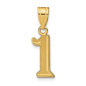 14k Yellow Gold Polished Etched Finish Number 1 Charm Pendant