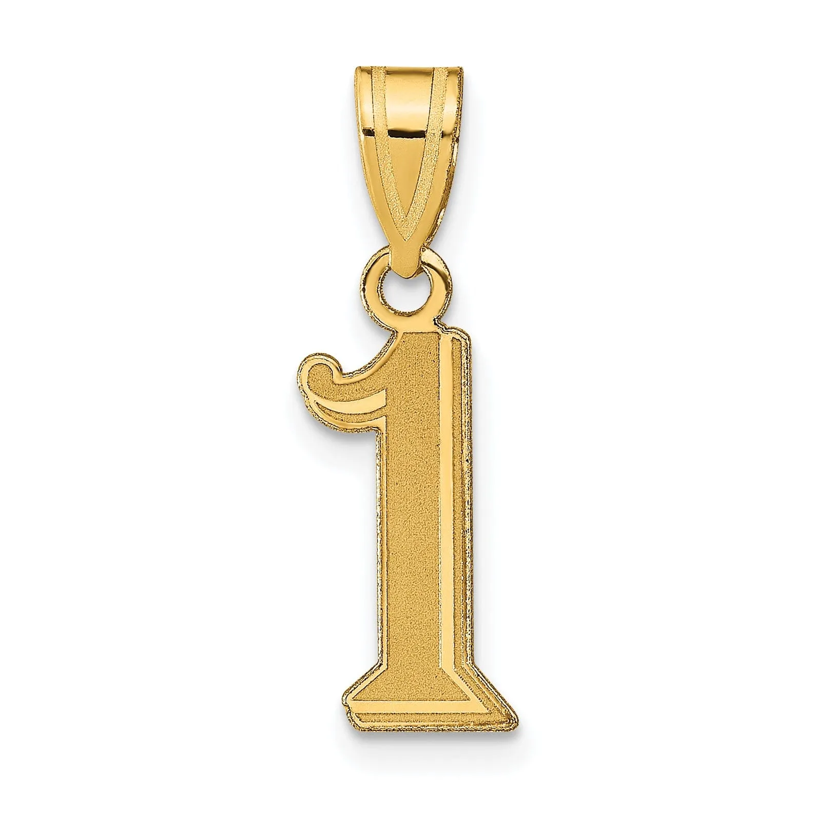 14k Yellow Gold Polished Etched Finish Number 1 Charm Pendant