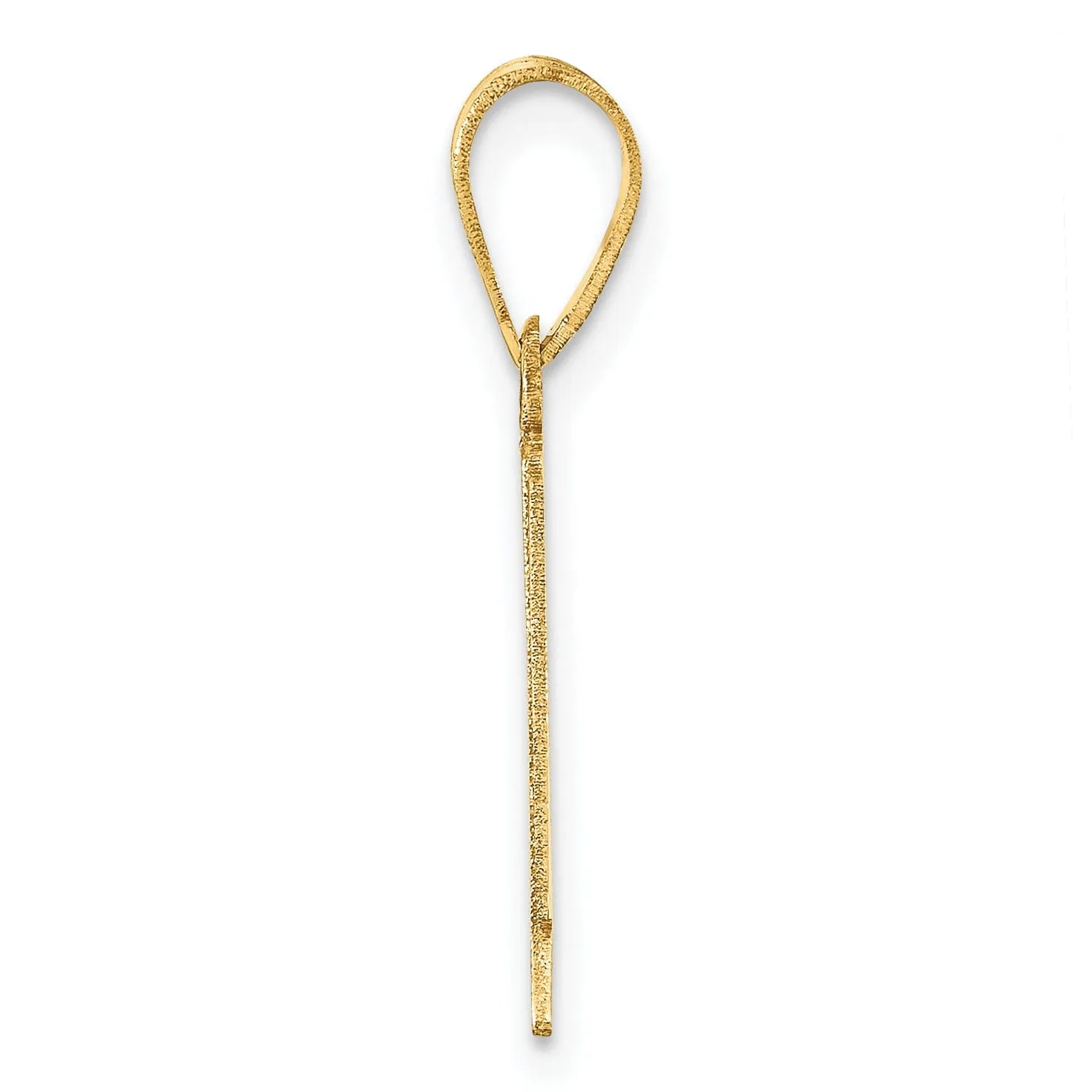 14k Yellow Gold Polished Etched Finish Number 1 Charm Pendant