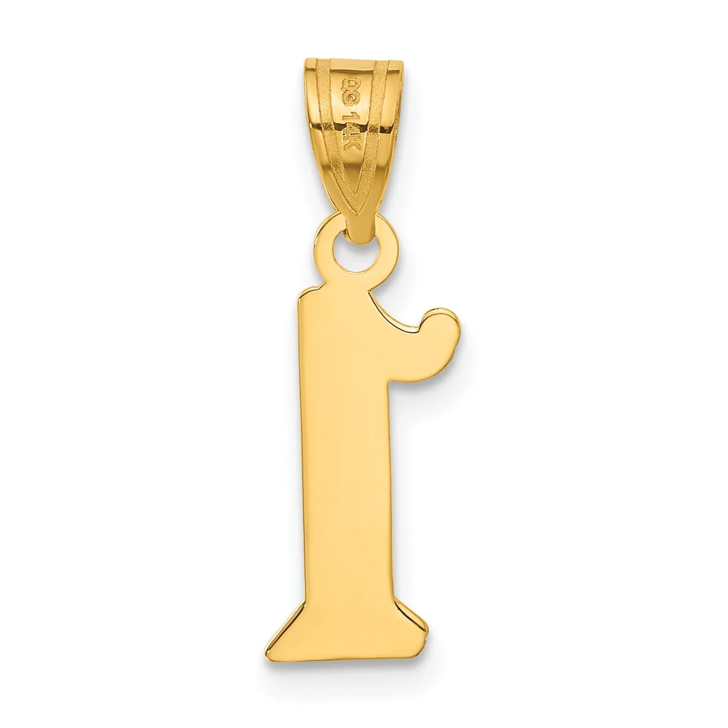 14k Yellow Gold Polished Etched Finish Number 1 Charm Pendant