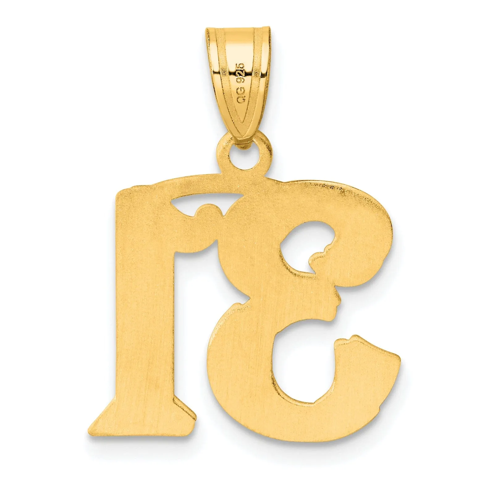 14k Yellow Gold Polished Etched Finish Number 31 Charm Pendant
