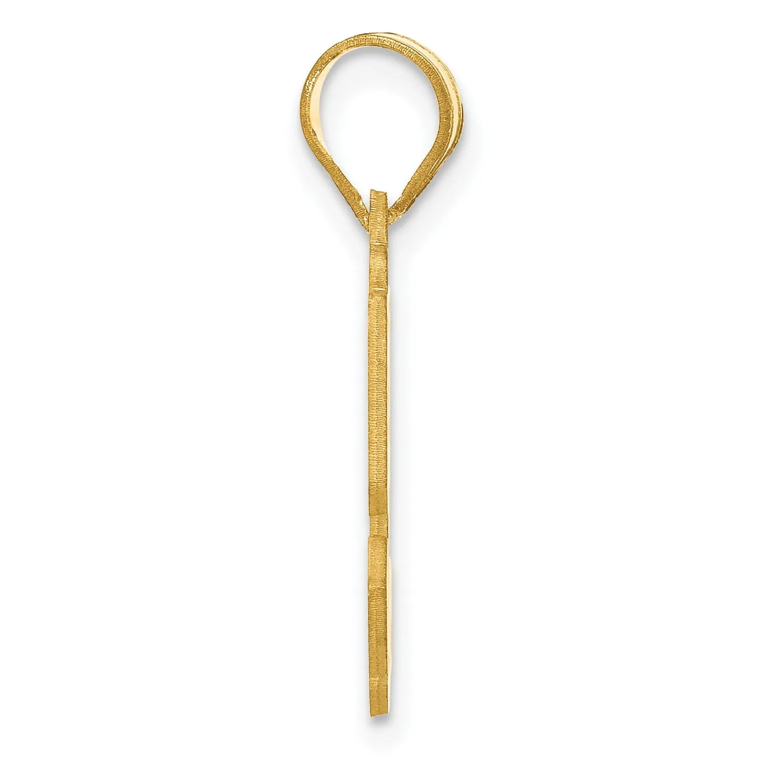 14k Yellow Gold Polished Etched Finish Number 52 Charm Pendant