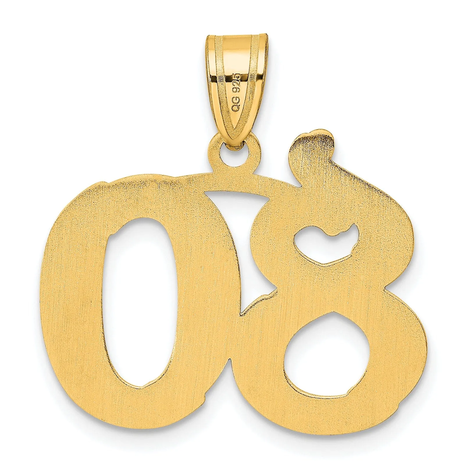14k Yellow Gold Polished Etched Finish Number 80 Charm Pendant