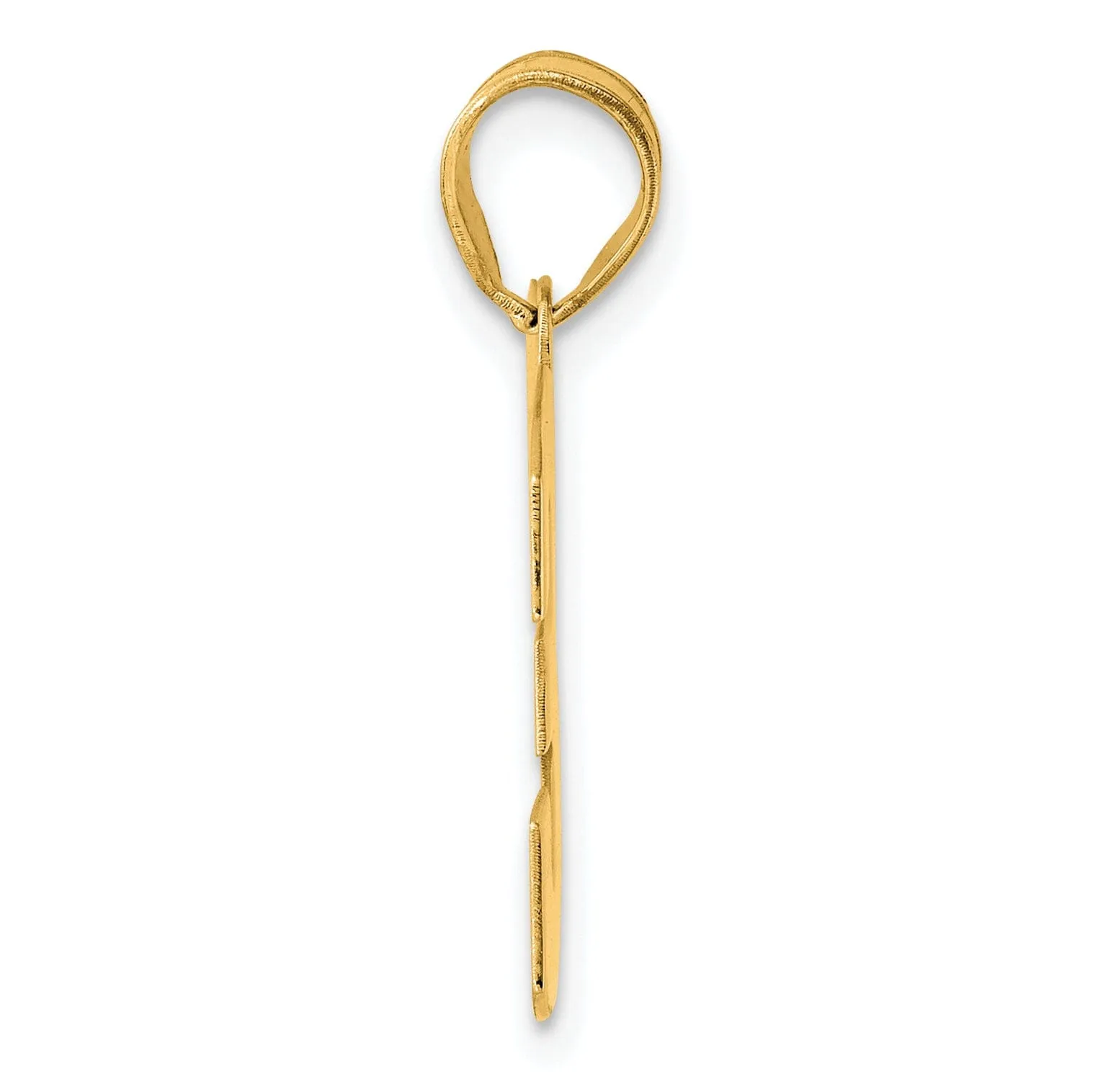 14k Yellow Gold Polished Finish Block Script Design Number 33 Charm Pendant