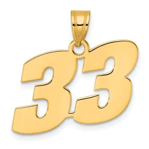 14k Yellow Gold Polished Finish Block Script Design Number 33 Charm Pendant