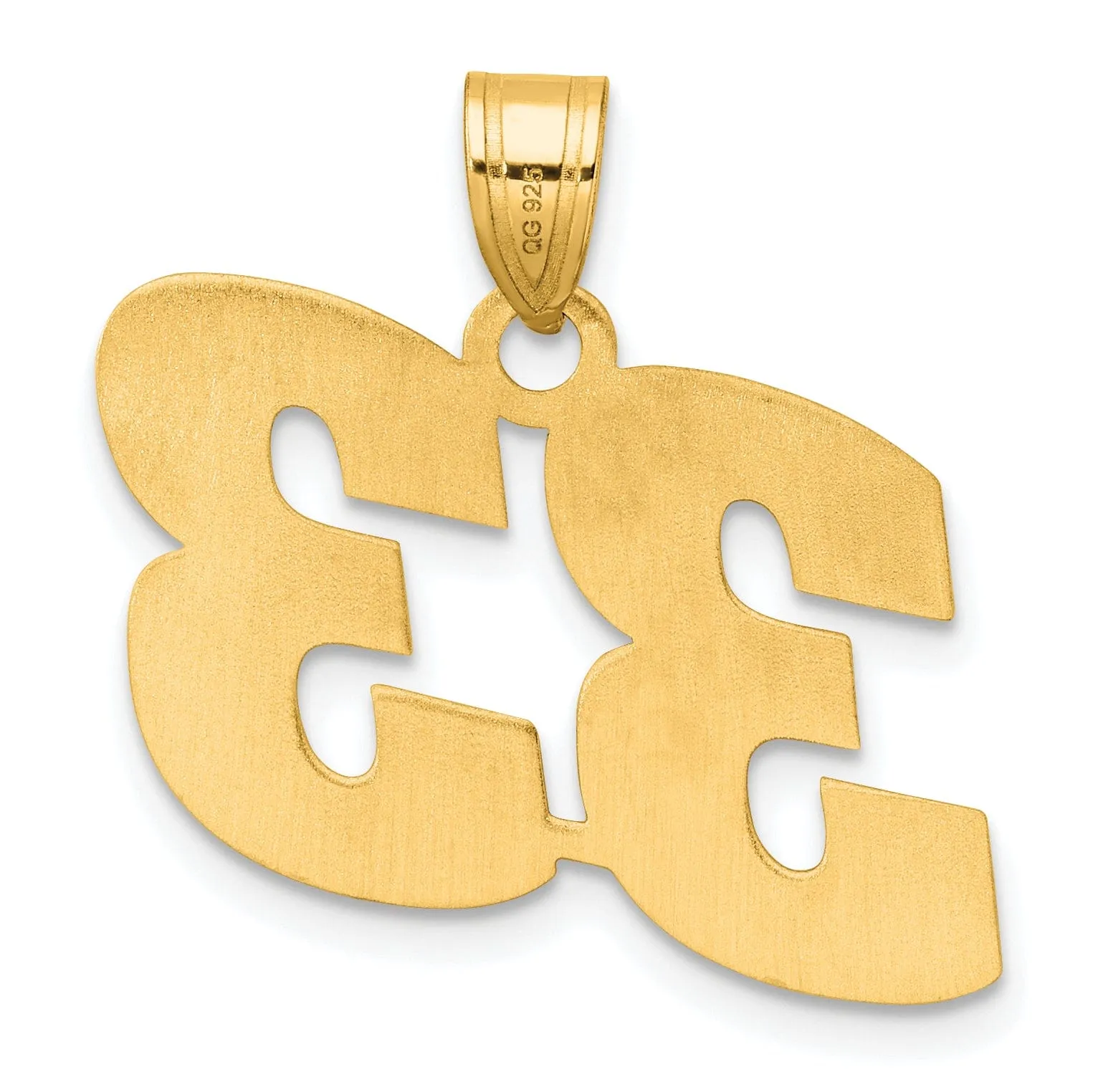 14k Yellow Gold Polished Finish Block Script Design Number 33 Charm Pendant