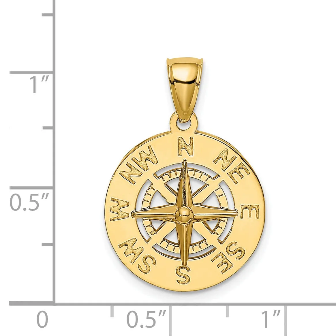 14K Yellow Gold Polished Finish Boating Nautical Compass Charm Pendant are Great Gift For Men