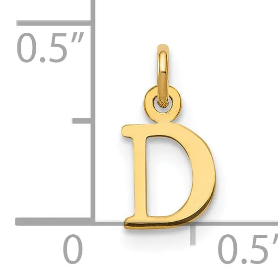 14k Yellow Gold Polished Finish Cut-Out Letter D Initial Design Charm Pendant