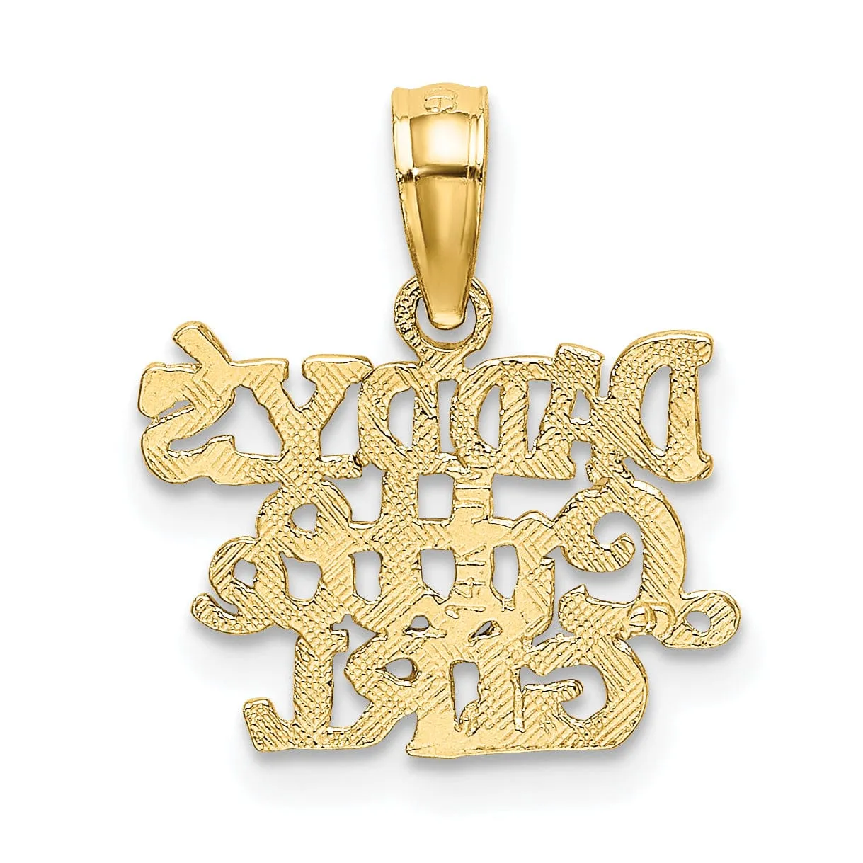 14k Yellow Gold Polished Finish Flat Back DADDYS LITTLE GIRL Design Charm Pendant