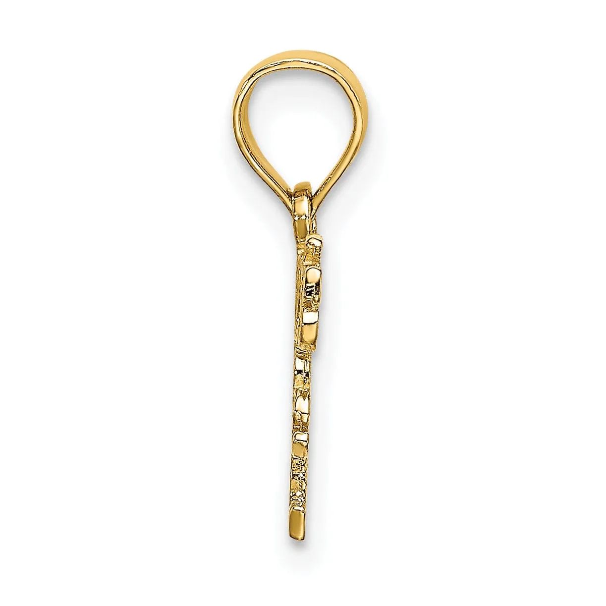 14k Yellow Gold Polished Finish Flat Back DADDYS LITTLE GIRL Design Charm Pendant