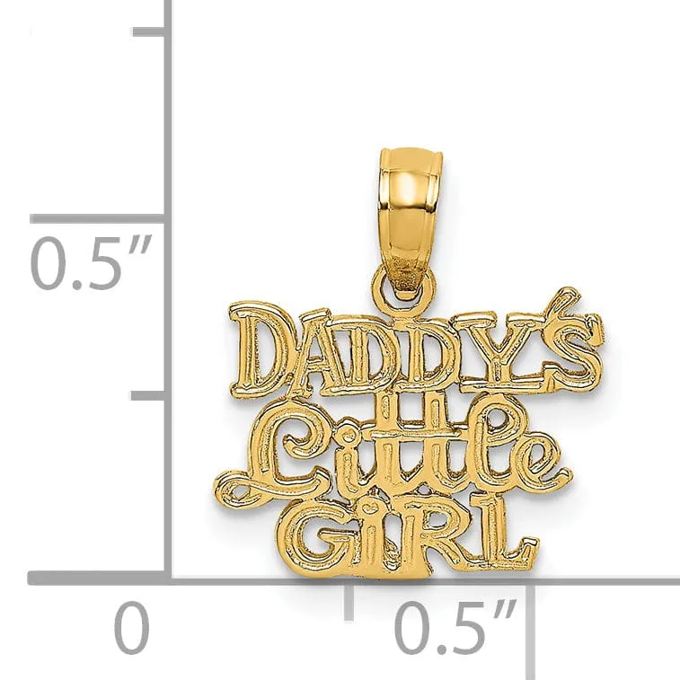 14k Yellow Gold Polished Finish Flat Back DADDYS LITTLE GIRL Design Charm Pendant