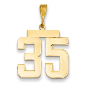 14k Yellow Gold Polished Finish Large Size Number 35 Charm Pendant