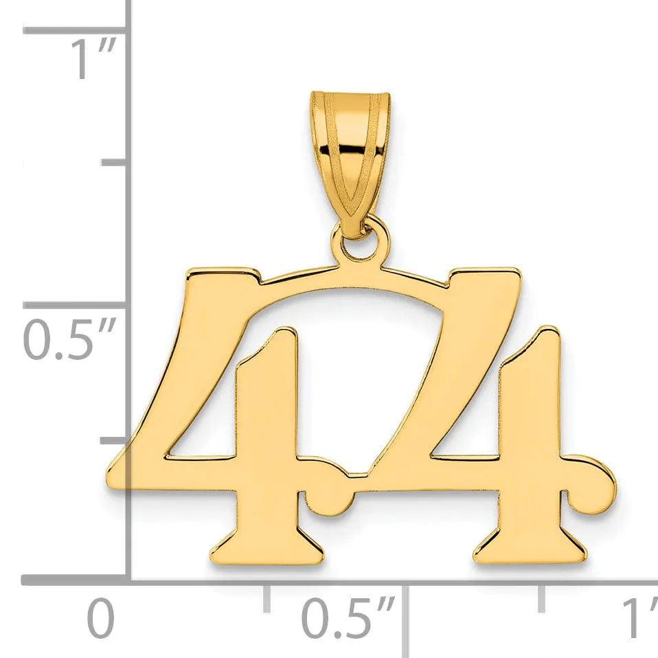 14k Yellow Gold Polished Finish Number 44 Charm Pendant