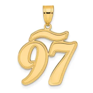 14k Yellow Gold Polished Finish Script Design Number 97 Charm Pendant