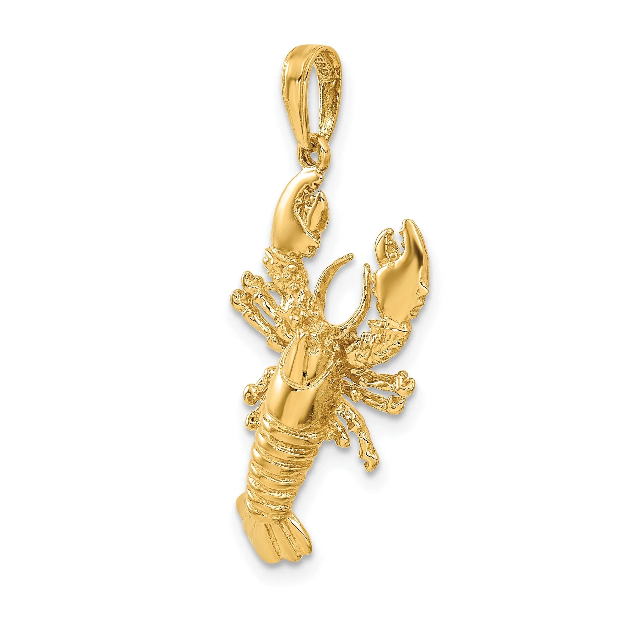 14k Yellow Gold Polished Solid Finish Maine Lobster Charm Pendant