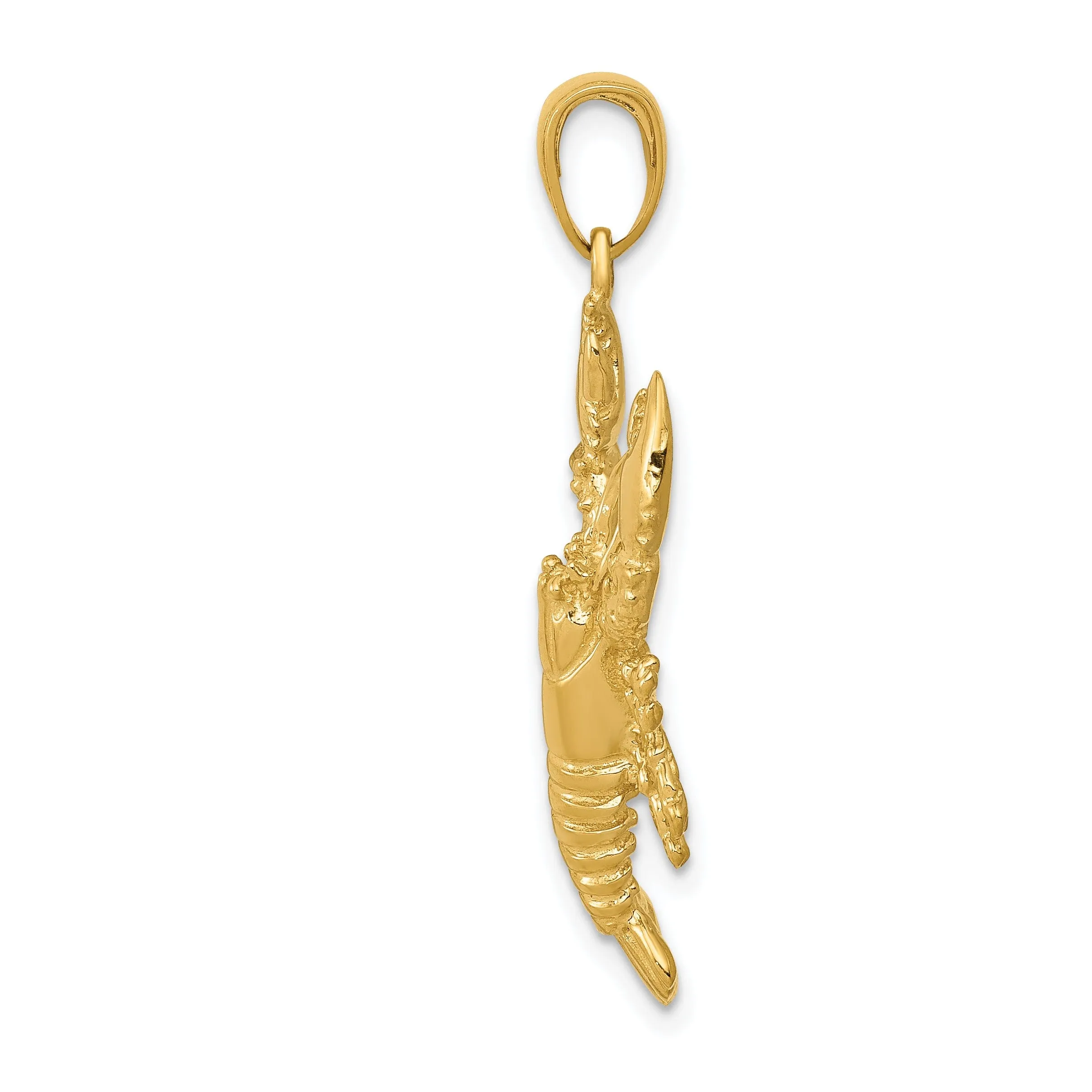 14k Yellow Gold Polished Solid Finish Maine Lobster Charm Pendant