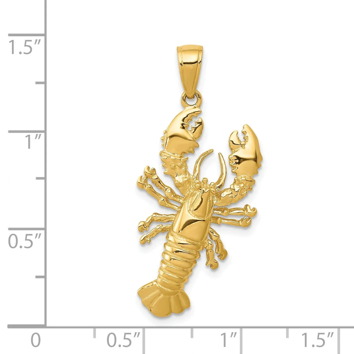 14k Yellow Gold Polished Solid Finish Maine Lobster Charm Pendant