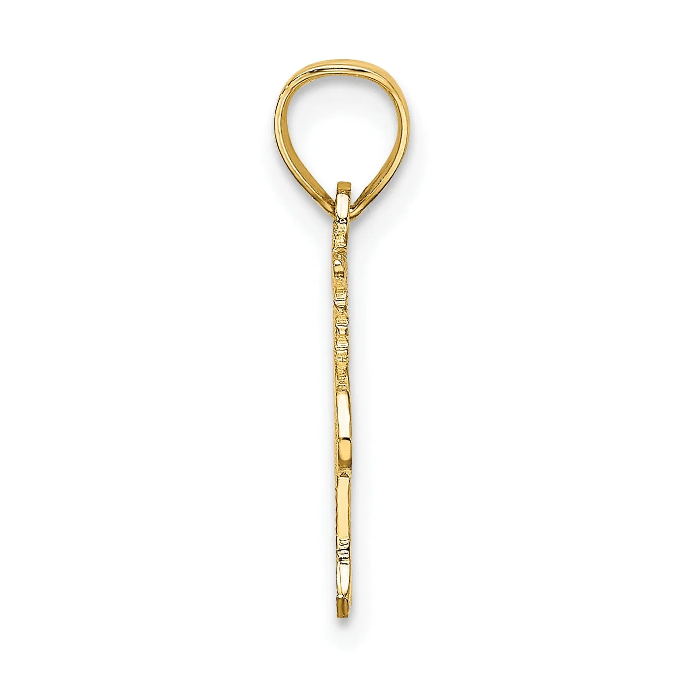 14K Yellow Gold Polished Textured Finish HEART MY PILOT Charm Pendant