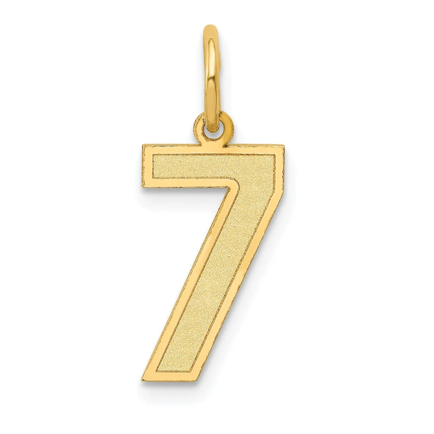 14k Yellow Gold Satin Brush Finish Medium Size Number 7 Charm Pendant