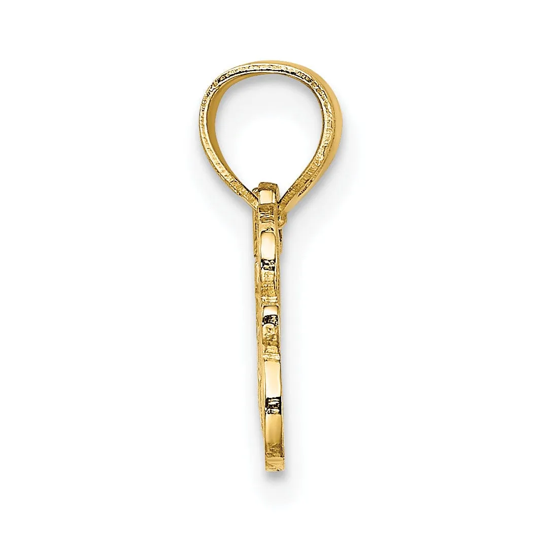 14K Yellow Gold Texture Polished LOVE JESUS Script with Heart Pendant