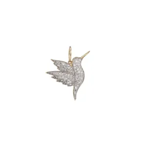 14KT Gold Diamond Small Hummingbird Pendant Charm
