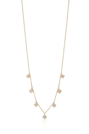 14KY Dangling Diamond Flower Necklace
