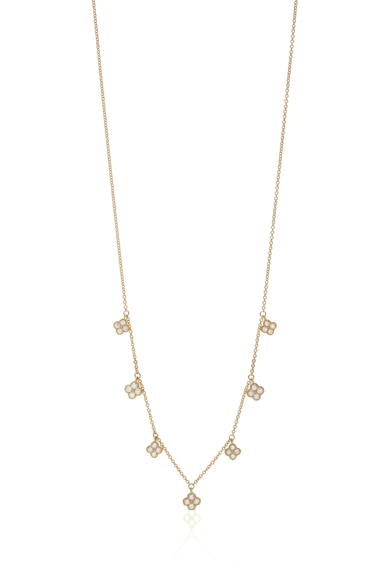 14KY Dangling Diamond Flower Necklace