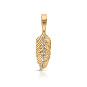 14KY Diamond Lucky Feather Charm