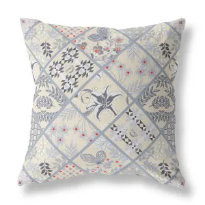 16” Cream Gray Patch Indoor Outdoor Throw Pillow