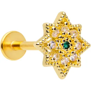 16 Gauge 1/4 Green Gem Gold Tone Evening Star Labret Monroe Tragus