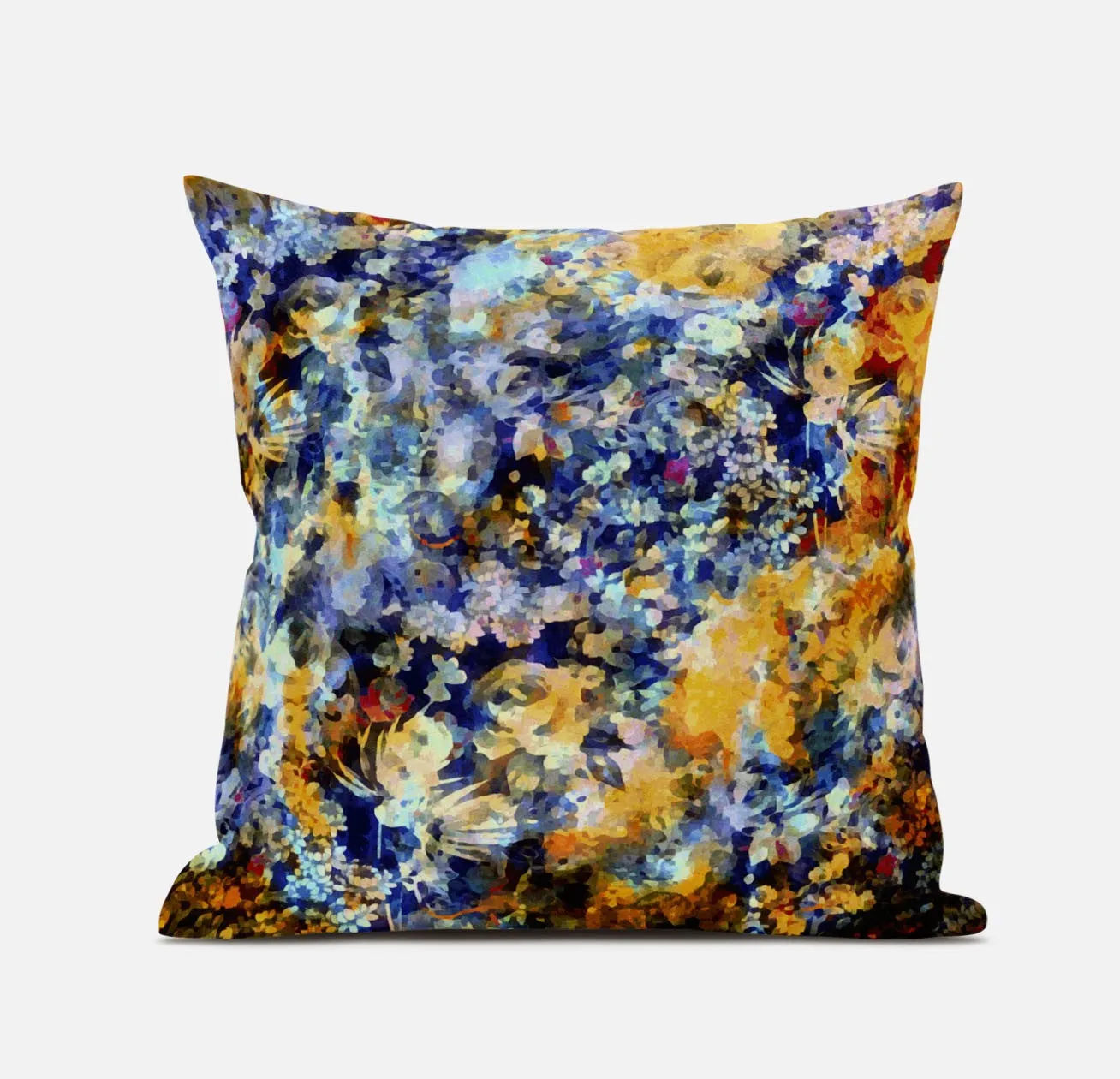 16" Orange Indigo Springtime Suede Throw Pillow