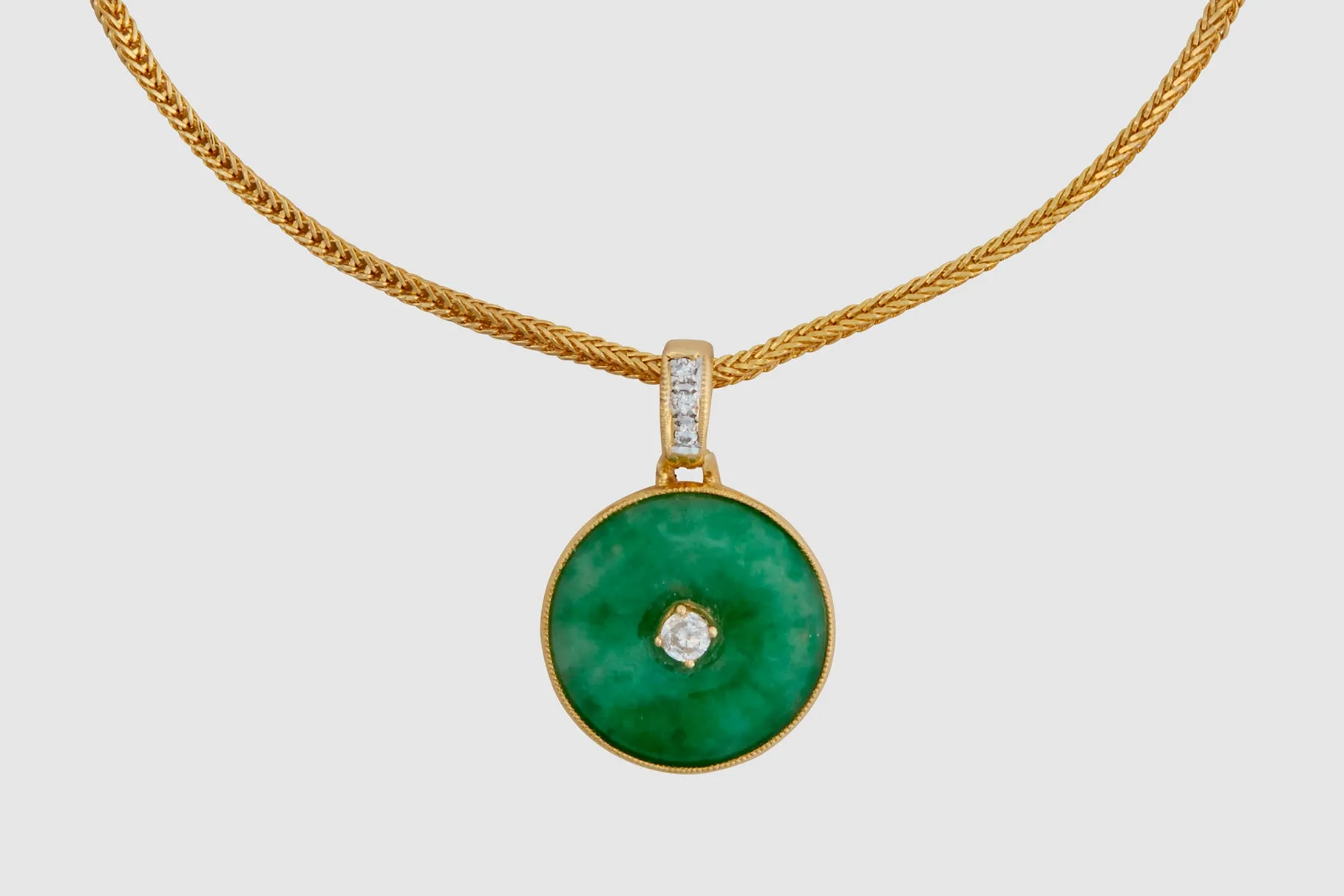 18k Gold & Jade Pendant Necklace